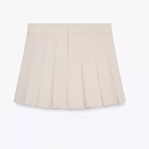 Zara Pleated Mini Skirt in Light Beige